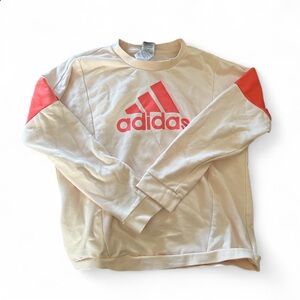 Adidas Cream Sweatshirt with Red Logo